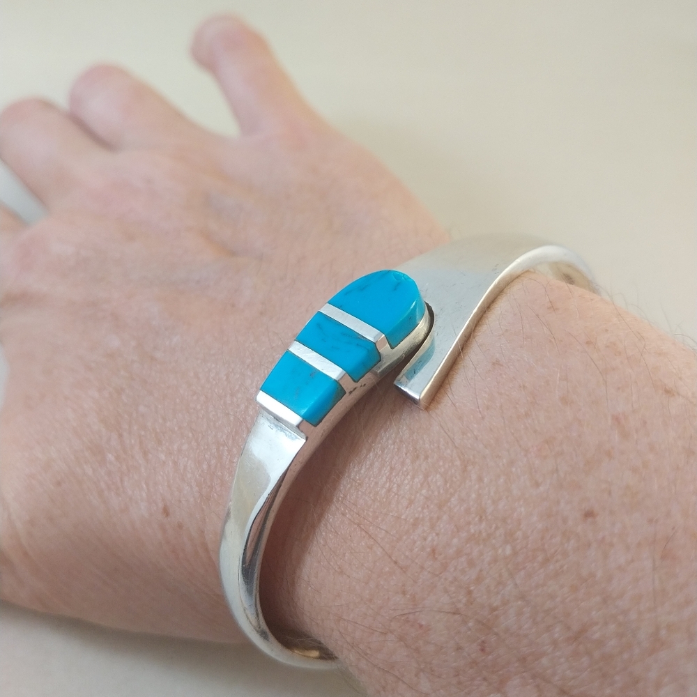 Sterling Silver and Turquoise Bracelet - Picture 8 of 16